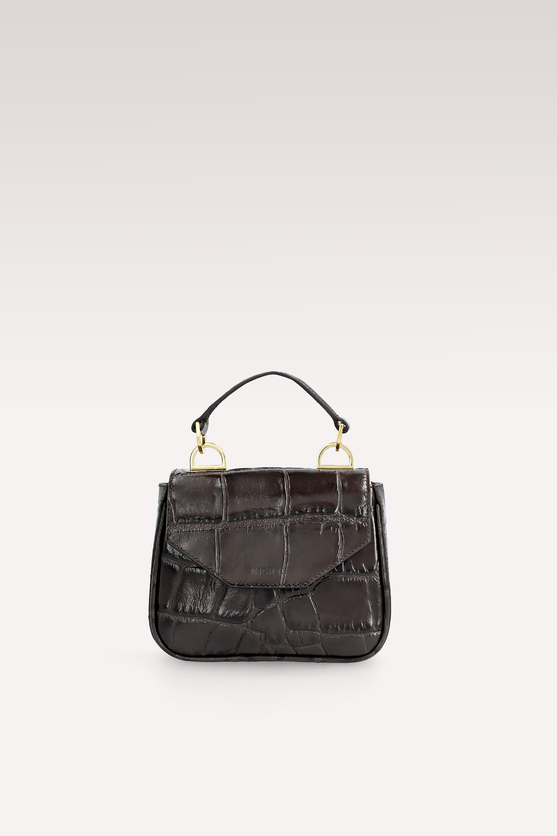 MILLY BROWN COCCO EMBOSSED LEATHER MINI BAG