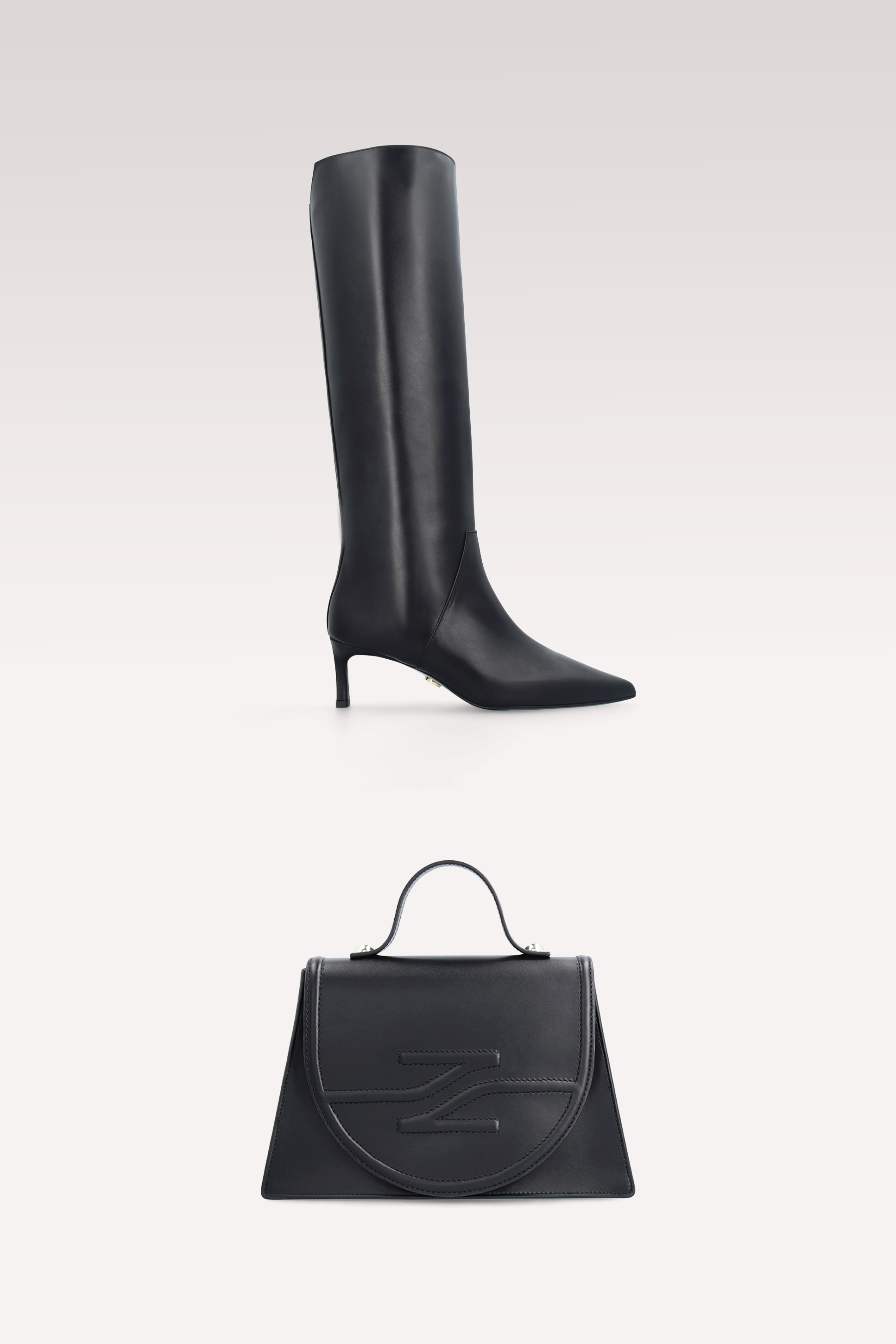 OLGA BLACK NAPPA LEATHER BOOTS AND COLETTE CROSSBODY BAG