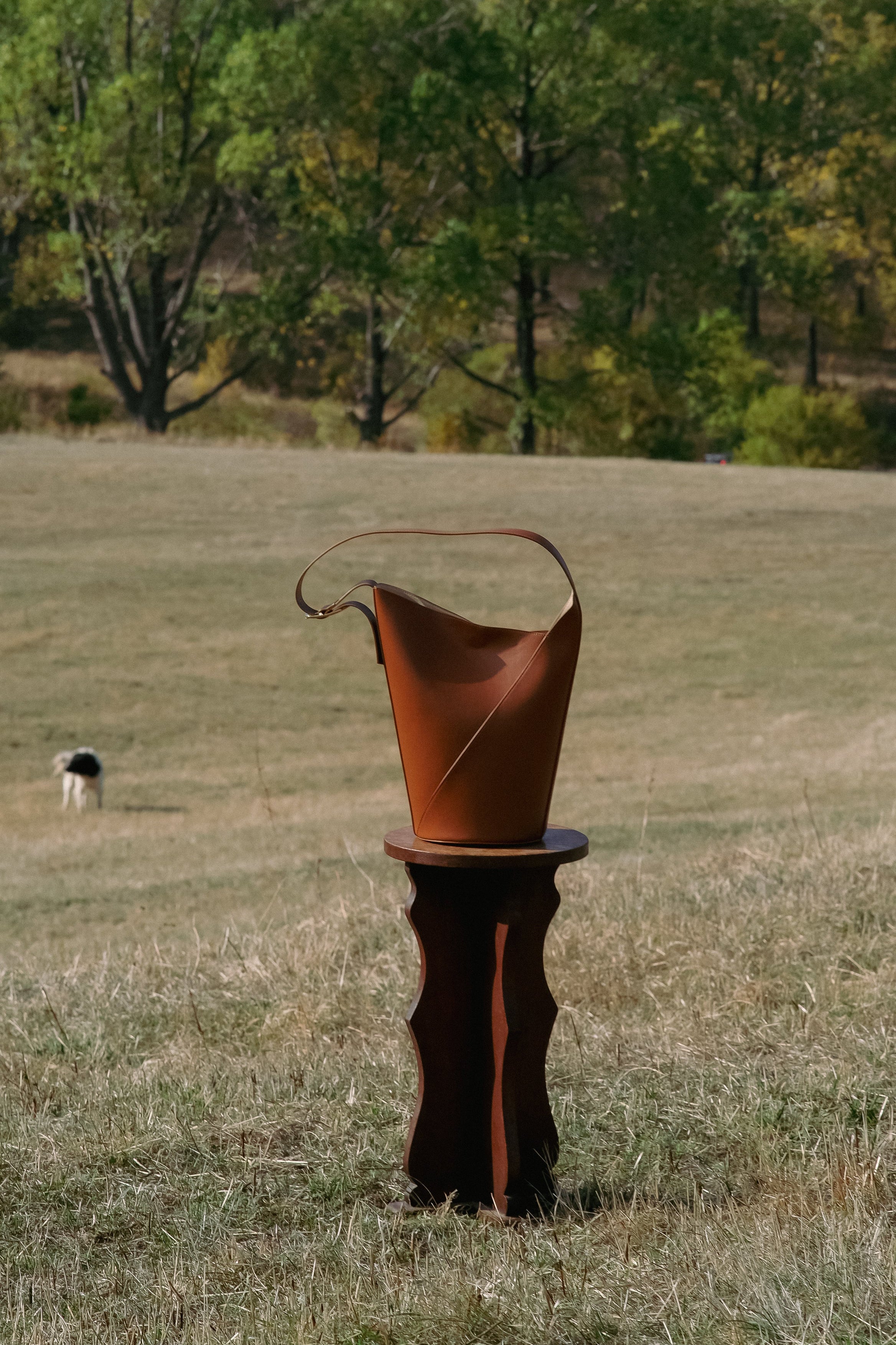 BLOOM BROWN NAPPA LEATHER TOTE BAG