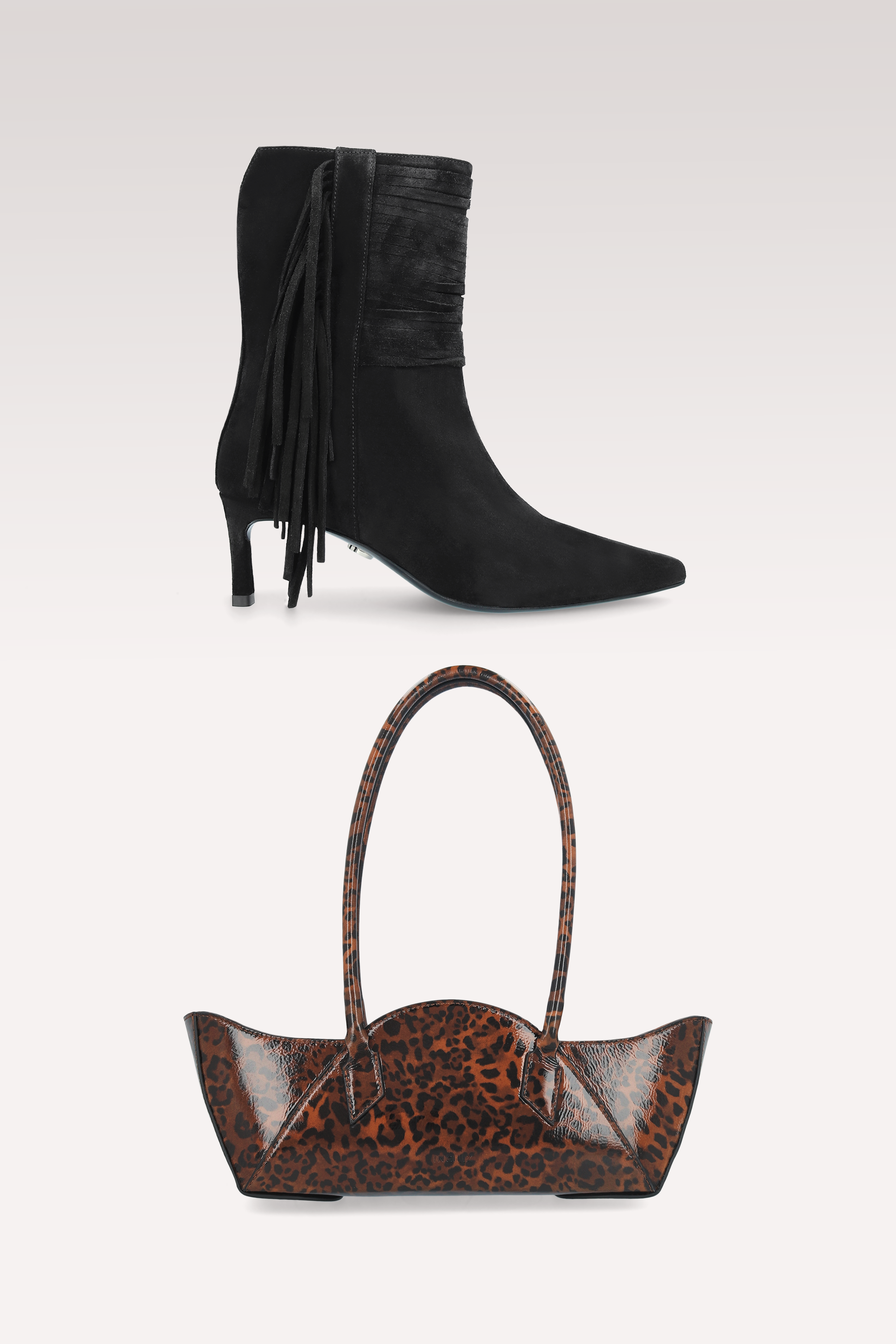 OPHELIA BLACK SUEDE LEATHER ANKLE BOOTS AND DAISY SHOULDER BAG
