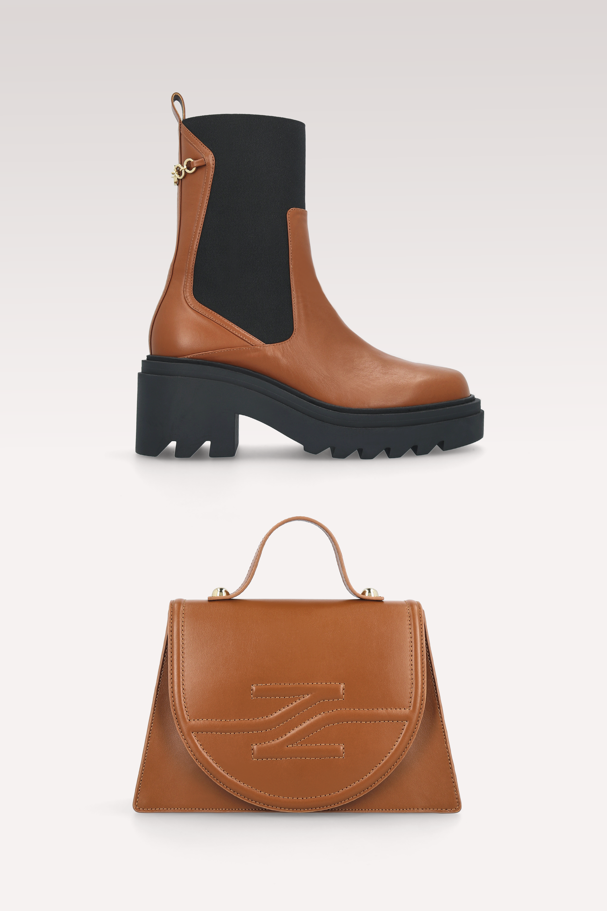 VERA BROWN NAPPA LEATHER ANKLE BOOTS AND COLETTE CROSSBODY BAG