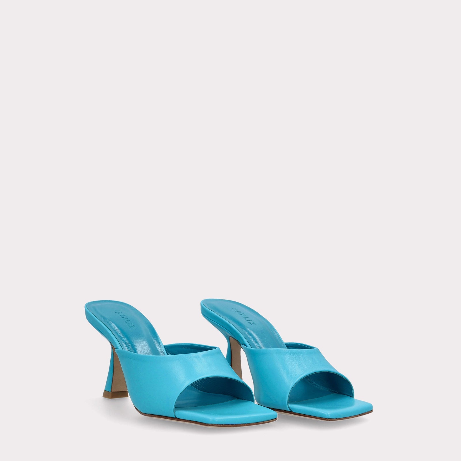 RENY SCUBA BLUE SMOOTH LEATHER MULES