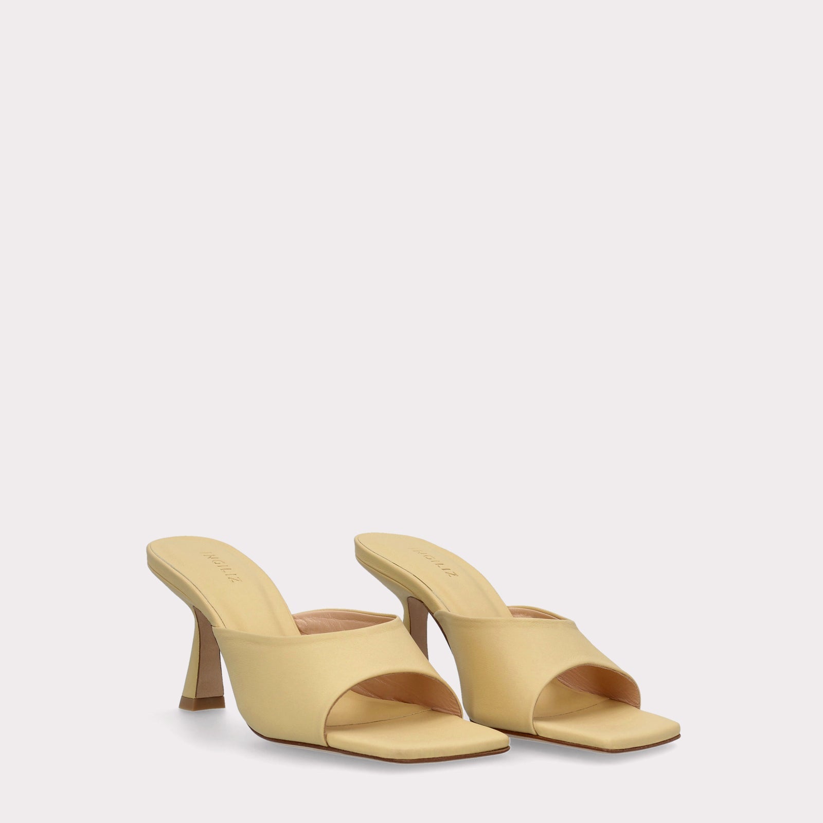 RENY PASTEL YELLOW SMOOTH LEATHER MULES