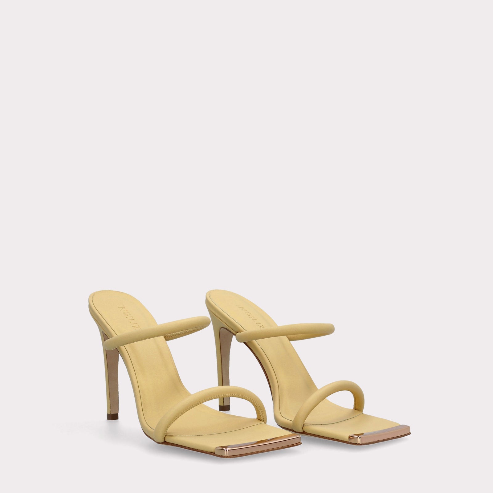KATERINA PASTEL YELLOW SMOOTH LEATHER MULES