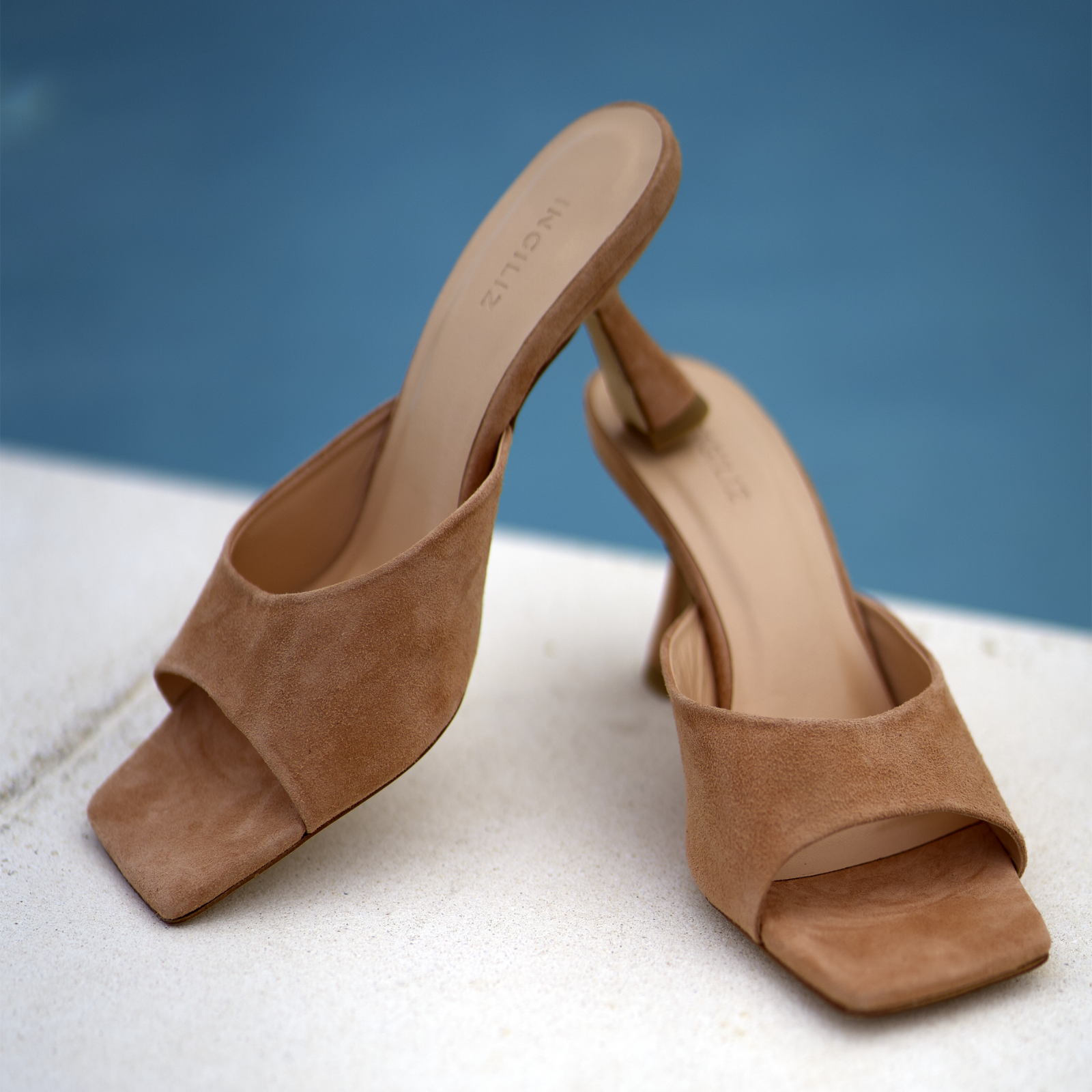 RENY BEIGE SUEDE LEATHER MULES