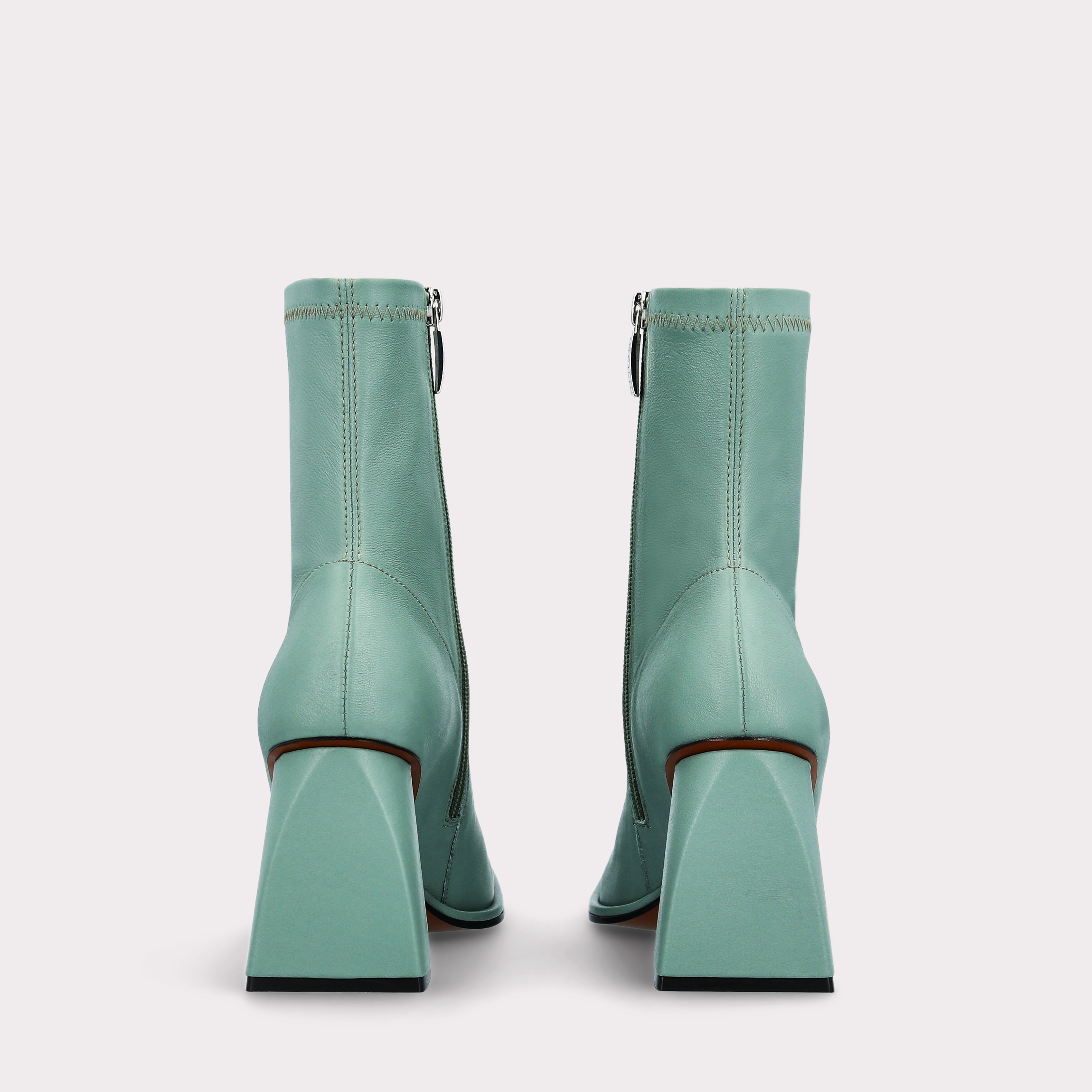 BRENTA 01 GREEN STRETCH LEATHER ANKLE BOOTS