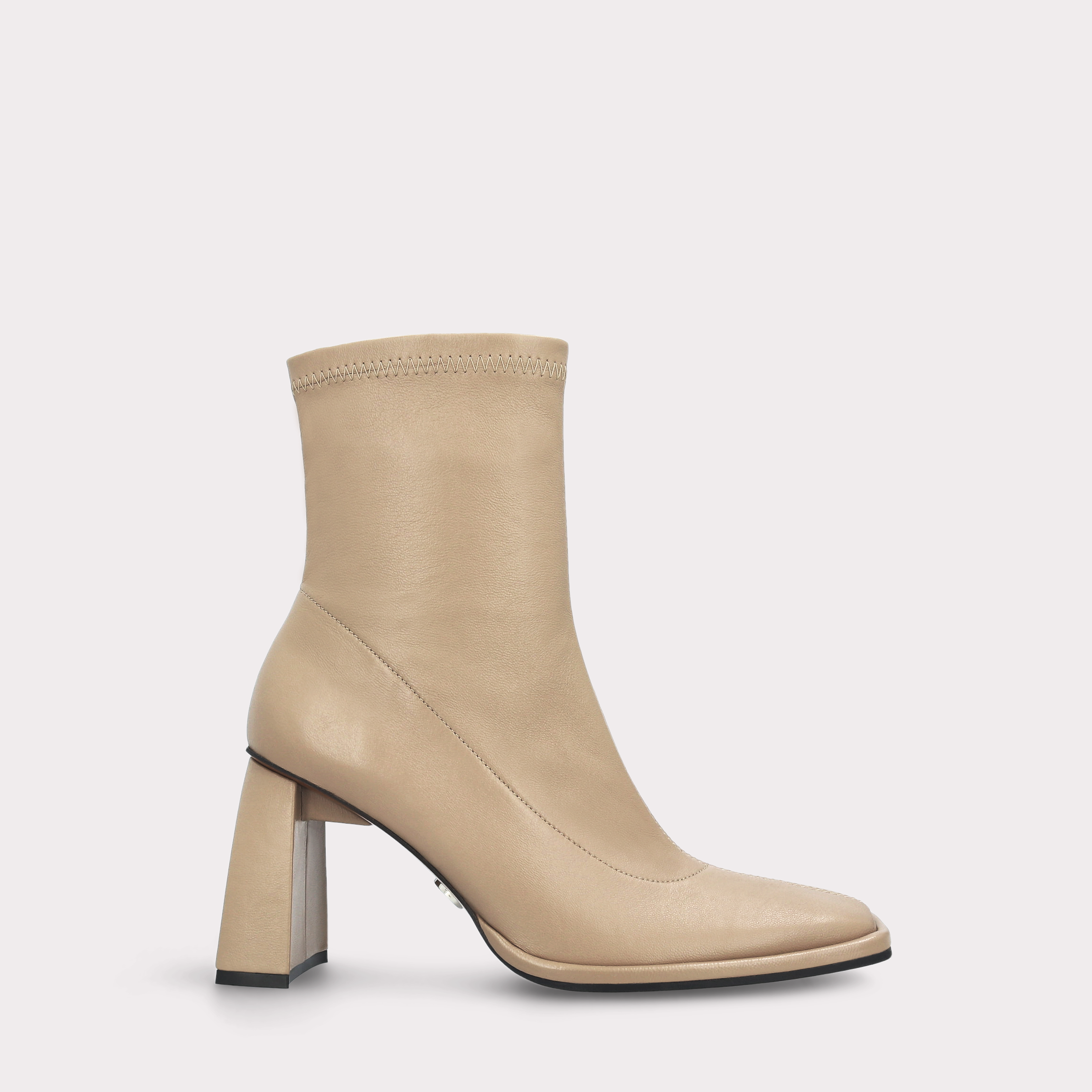 BRENTA 01 NUDE STRETCH LEATHER ANKLE BOOTS