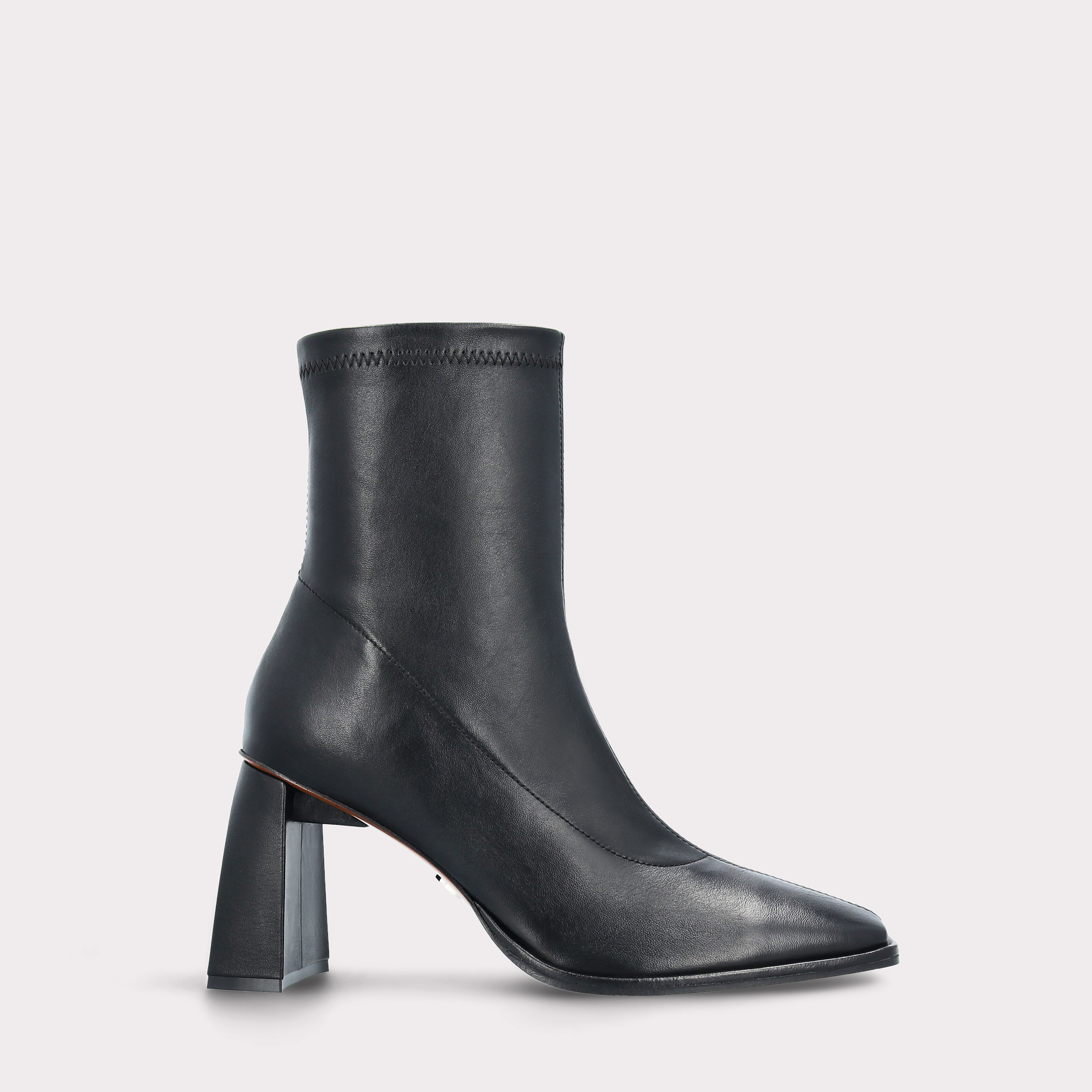 BRENTA 01 BLACK STRETCH LEATHER ANKLE BOOTS