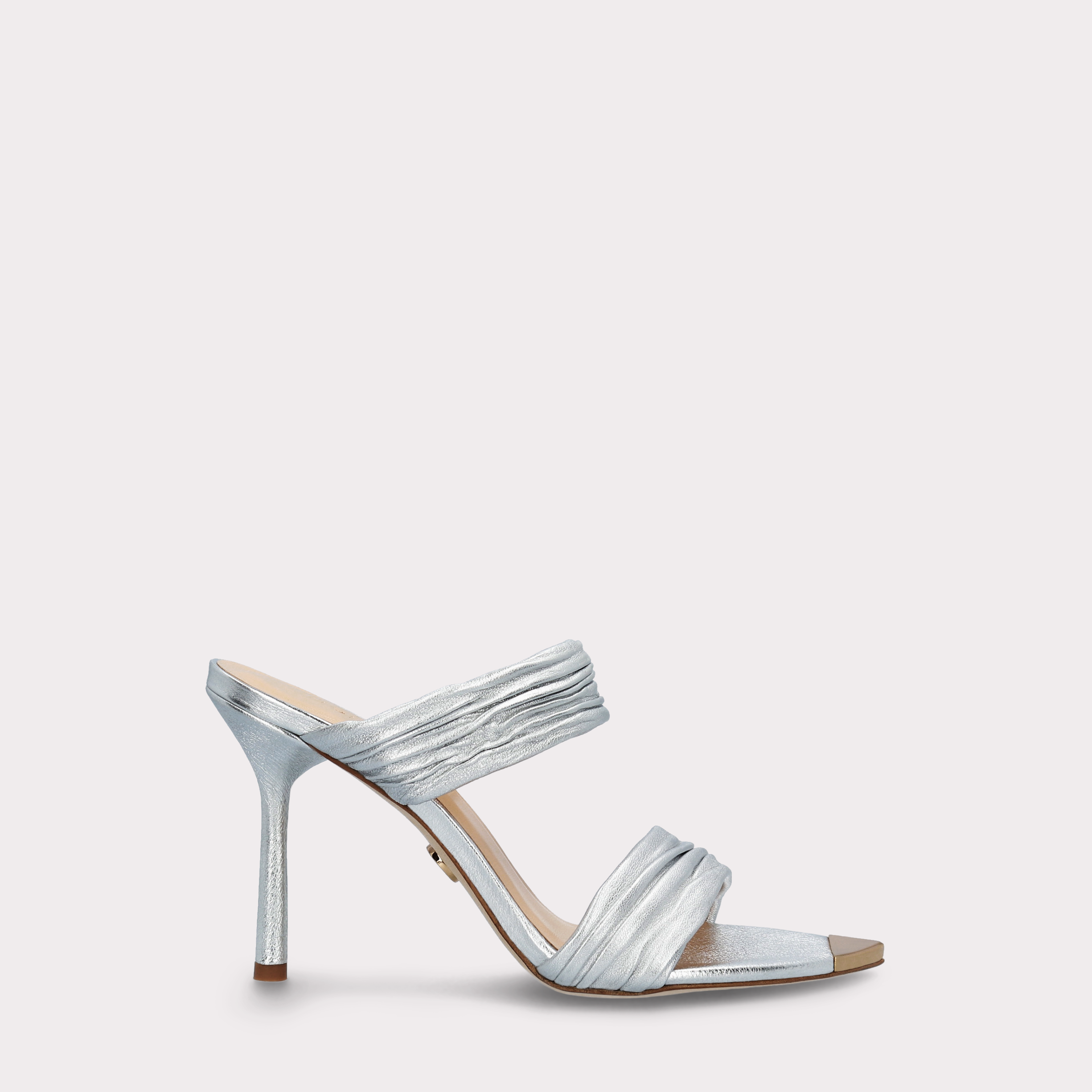 ANNY 01 METAL BUTTER SILVER LEATHER SANDALS