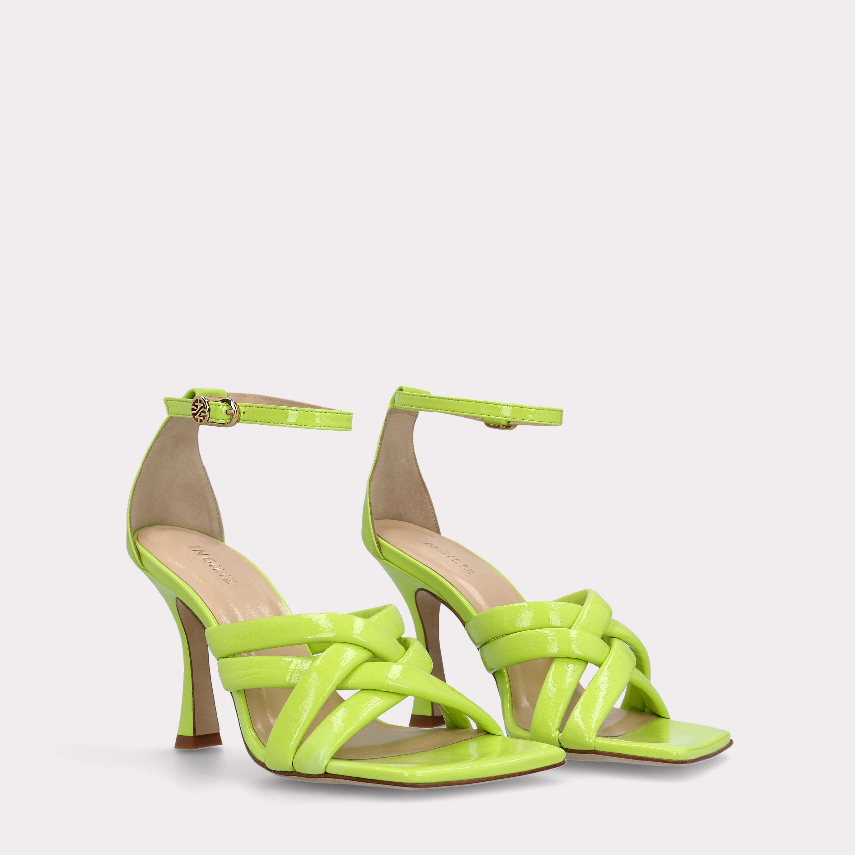 BETTY 02 POISON GREEN LEATHER SANDALS