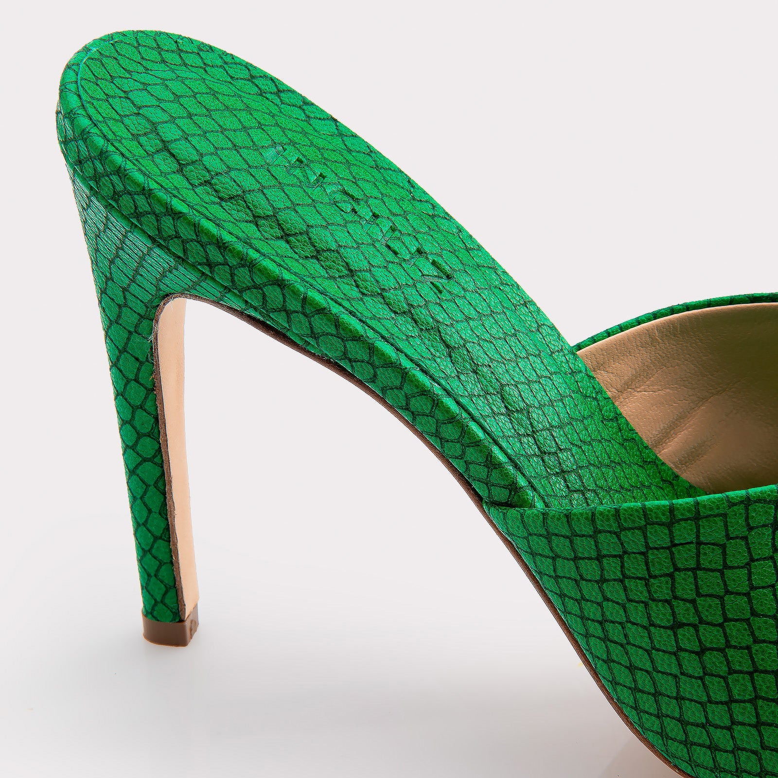 KALINA 05 GREEN LIZZARD EMBOSSED LEATHER MULES