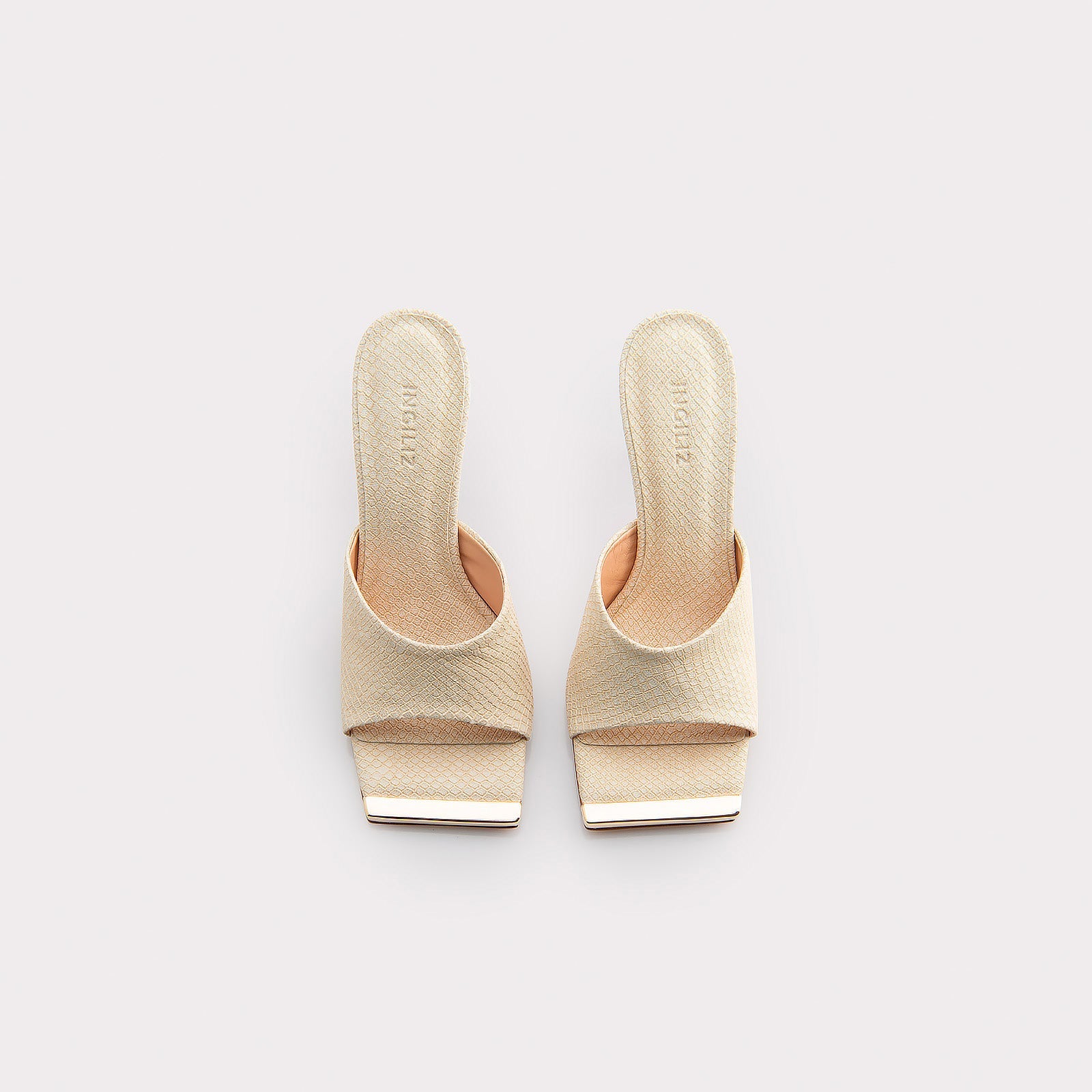 KALINA 05 OFF-WHITE LIZZARD EMBOSSED LEATHER MULES