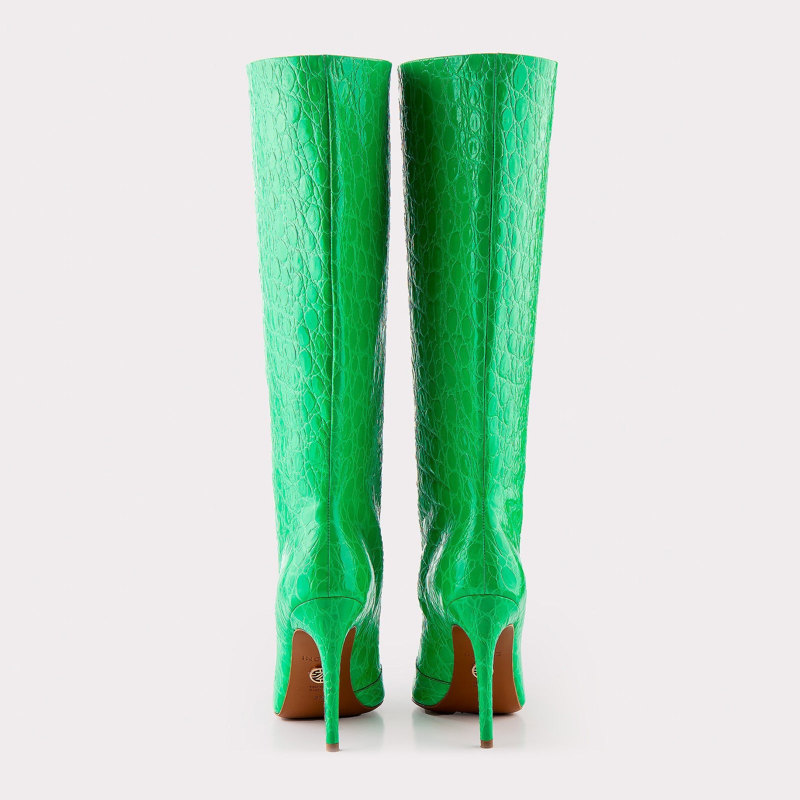 ANASTASIA 02 GREEN CROCO EMBOSSED LEATHER BOOTS