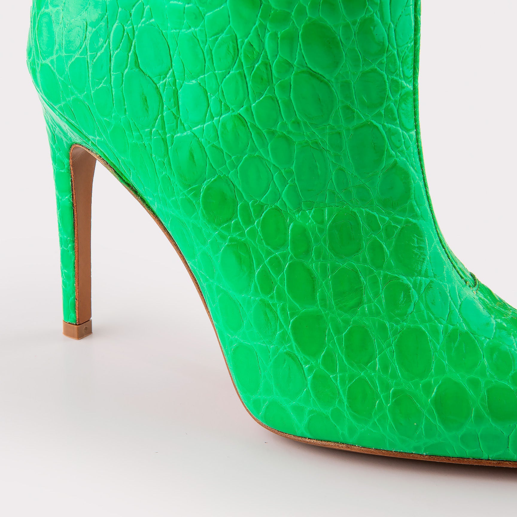 ANASTASIA 02 GREEN CROCO EMBOSSED LEATHER BOOTS